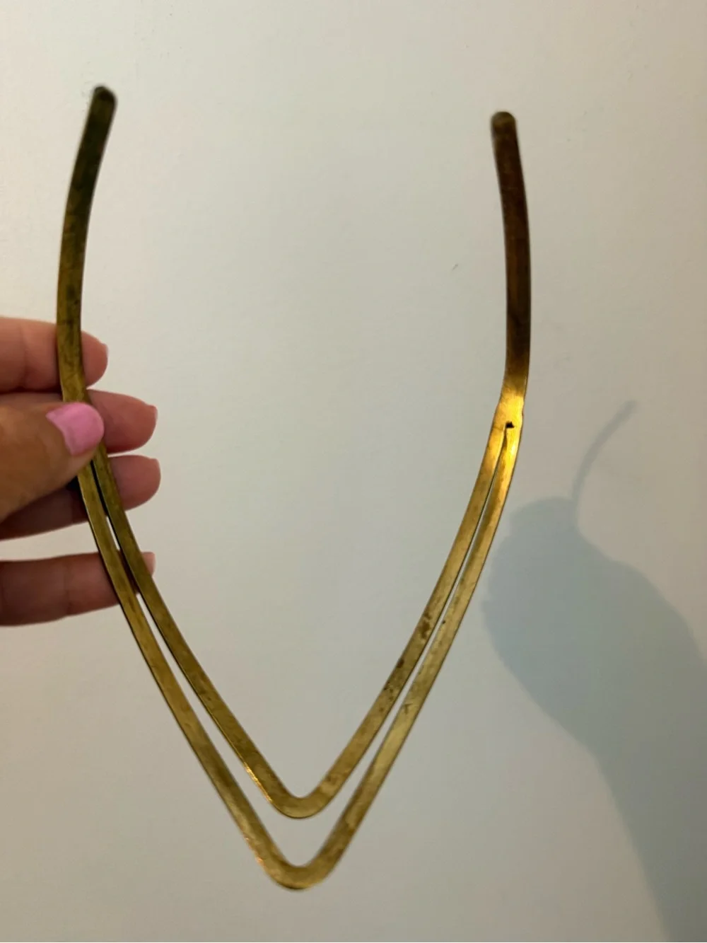 Gold V-Shape Double Strand Necklace